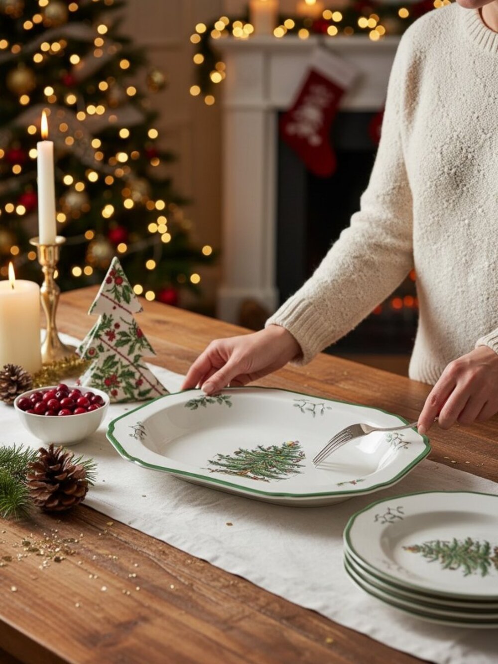 Spode Christmas Tree Serve Dish 11 x 8.5 S3324 R